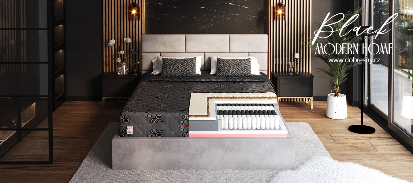 Taštičkový matrac BLACK JACQUARD 180x200cm s kokosom a latexom 22cm