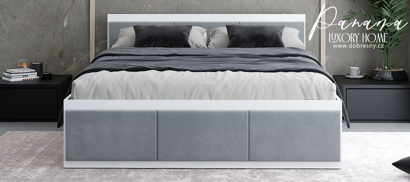 Manželská posteľ PANAMA T 120x200 so zdvíhacím roštom SIVÁ