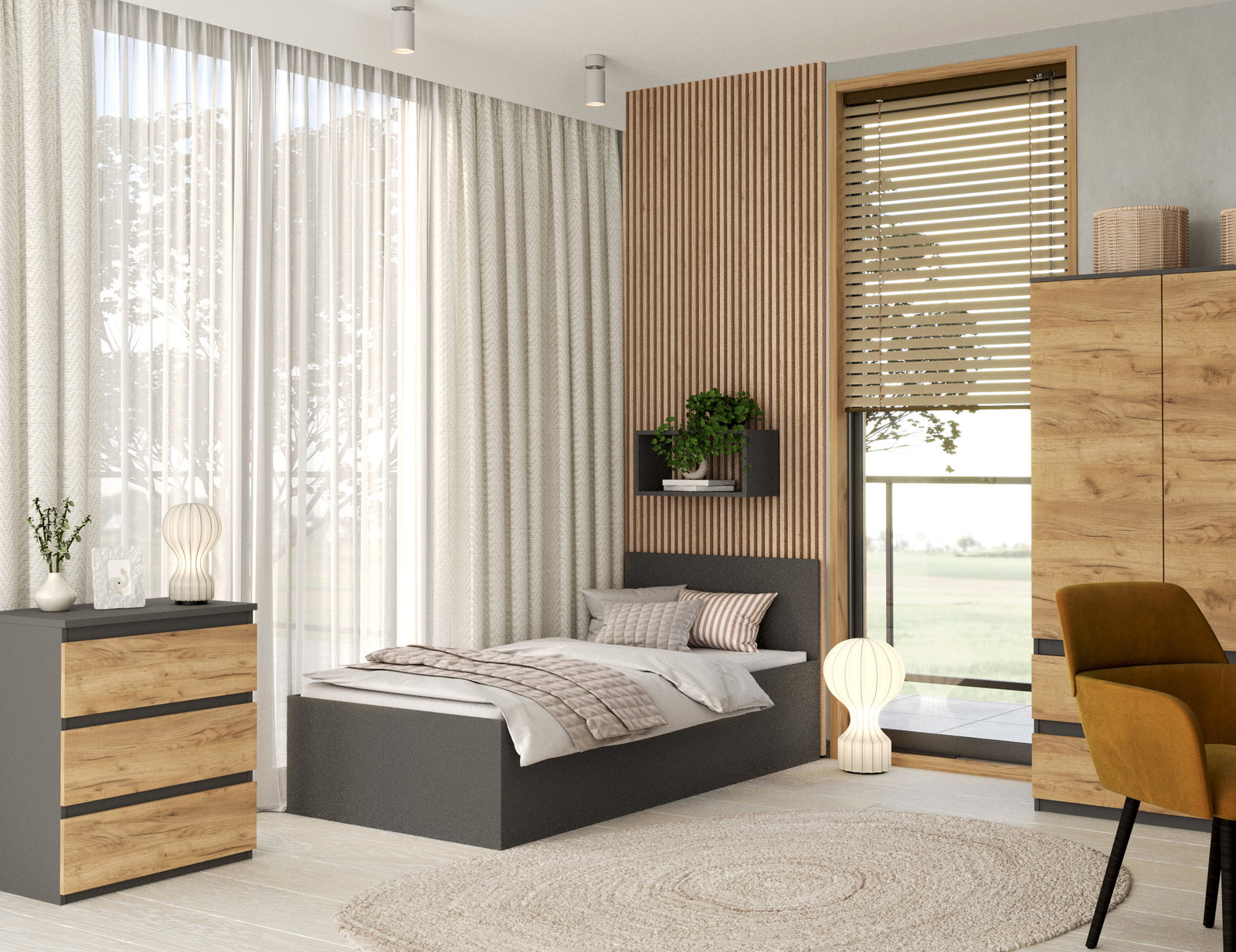 Jednolôžková posteľ PANAMA 90x200 so zdvižným roštom SIVÁ