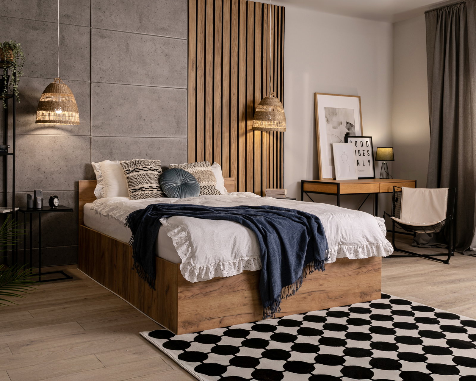 Manželská posteľ PANAMA 120x200 so zdvižným roštom BIELA DUB