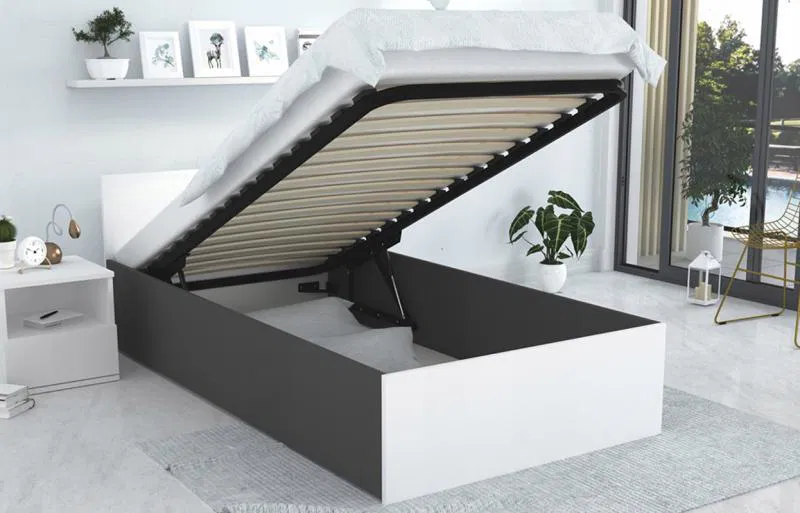 Postel PANAMA 90x200 se zdvižným roštem ŠEDÁ BÍLÁ