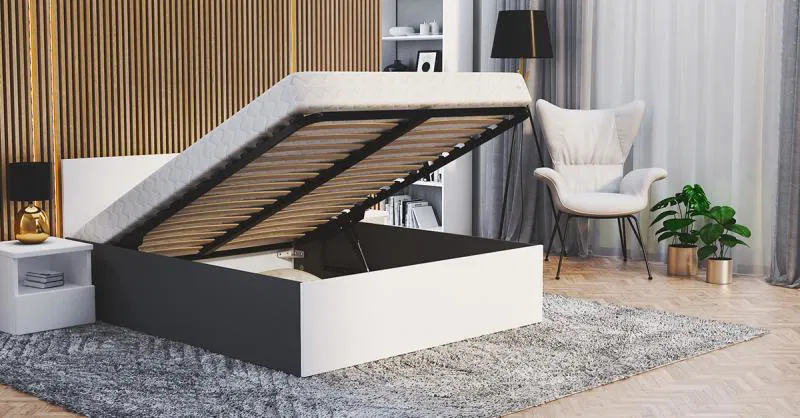 Postel PANAMA 120x200 se zdvižným roštem ŠEDÁ BÍLÁ