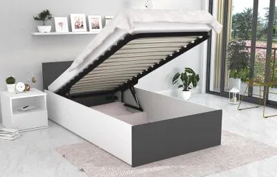 Postel PANAMA 90x200 se zdvižným roštem BÍLÁ ŠEDÁ