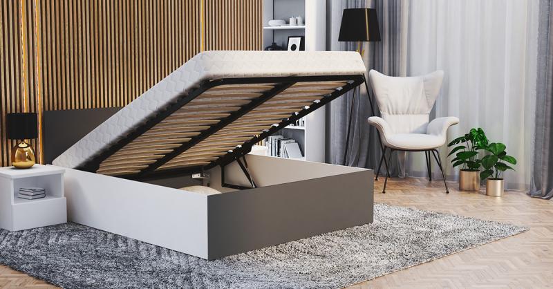 Postel PANAMA 120x200 se zdvižným roštem BÍLÁ ŠEDÁ