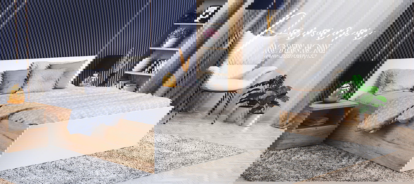 Manželská posteľ PANAMA 180x200 so zdvižným roštom DUB BIELA