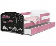 Dětská postel s tabulí na psaní LUKI 160x80 cm RŮŽOVÁ