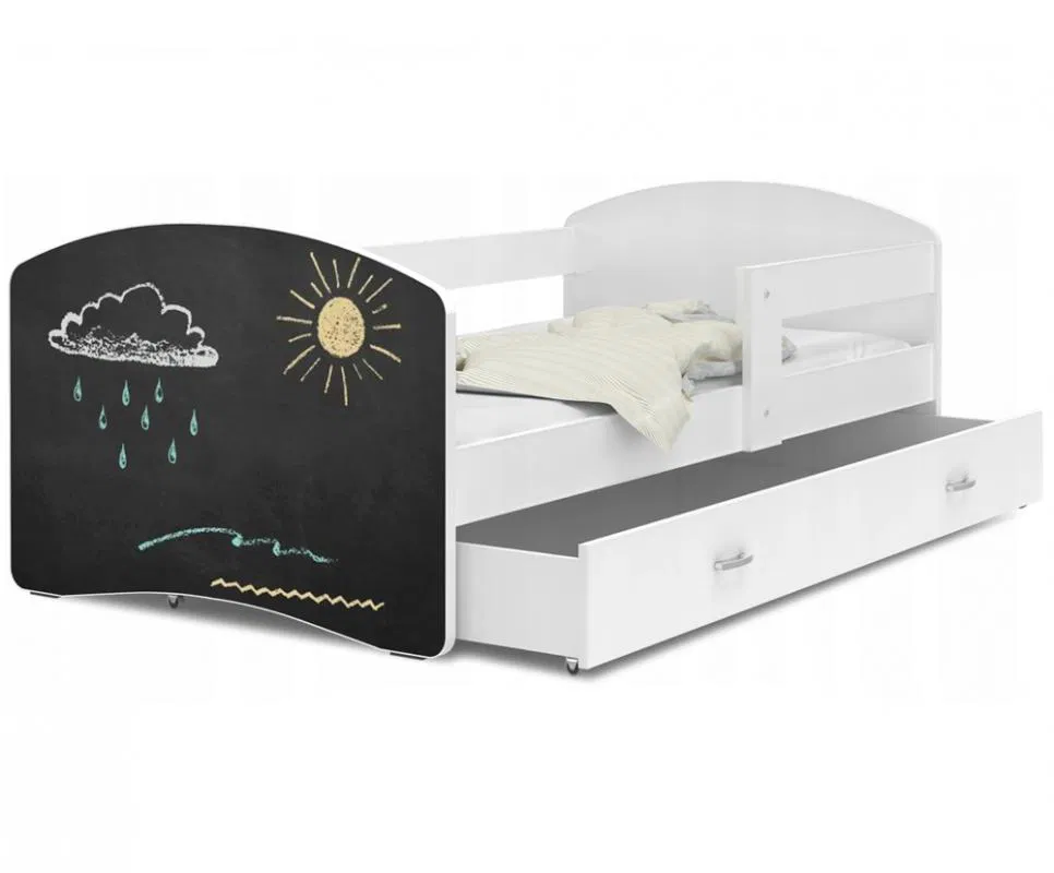 Dětská postel s tabulí na psaní LUKI 160x80 cm BÍLÁ