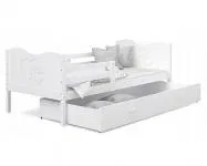 Dětská postel MAX P 80x190cm s bílou konstrukcí v bílé barvě s motivem srdíček