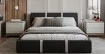 Čalouněná postel PLATINUM černá bílá 140x200 Trinity s kovovým roštem