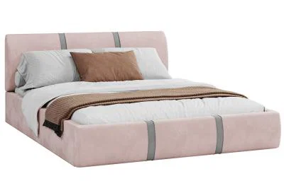 Čalouněná postel PLATINUM růžovábílá 160x200 Trinity s kovovým roštem