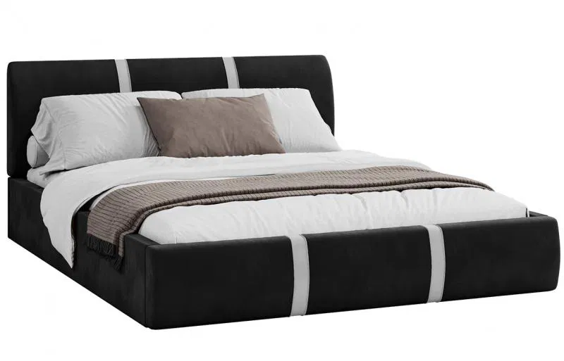 Čalouněná postel PLATINUM černá bílá 180x200 Trinity s kovovým roštem