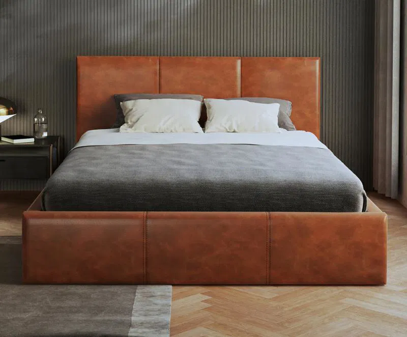 Manželská postel 140x200 cm VIP se zdvižným roštem HNĚDÁ