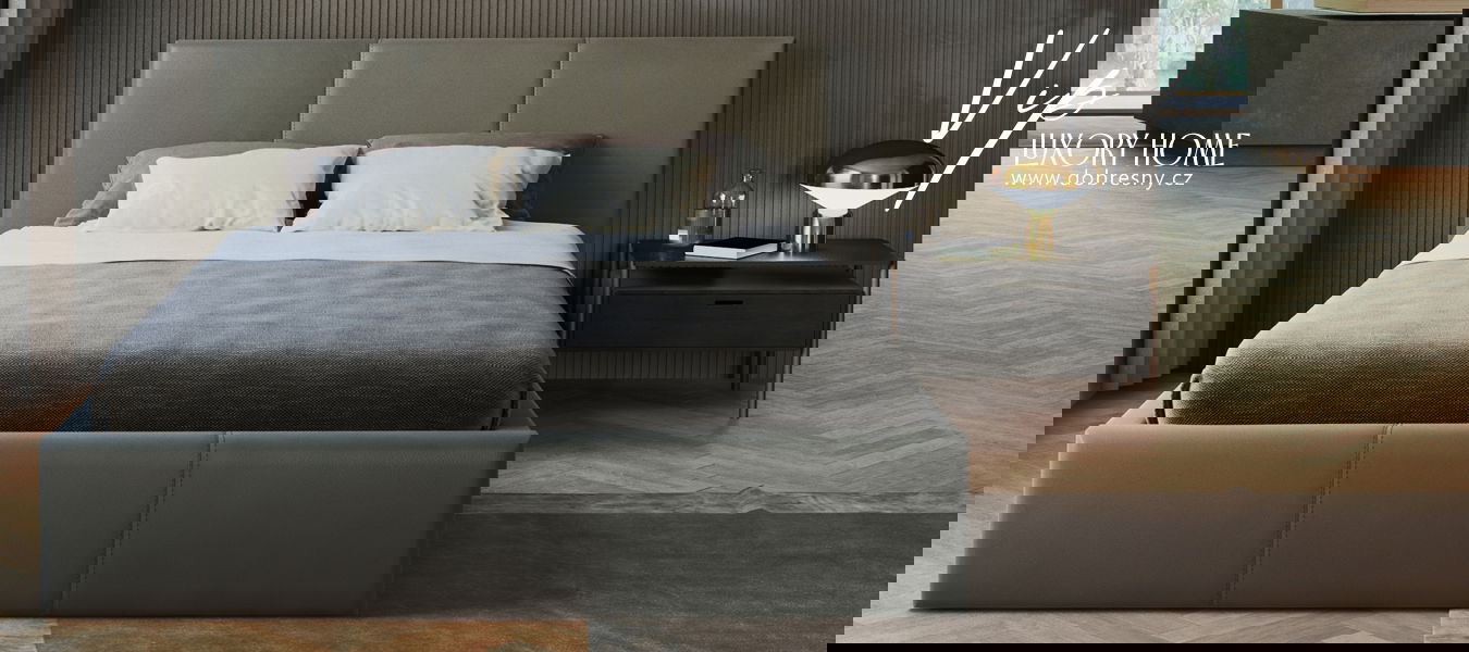 Čalúnená posteľ 140x200 cm VIP so zdvižným roštom SIVÁ