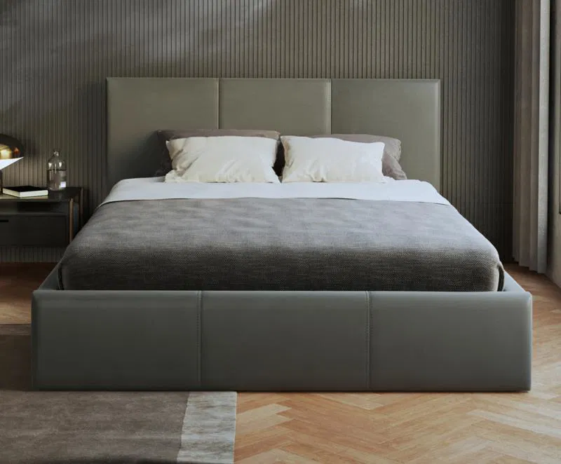 Manželská postel 140x200 cm VIP se zdvižným roštem ŠEDÁ