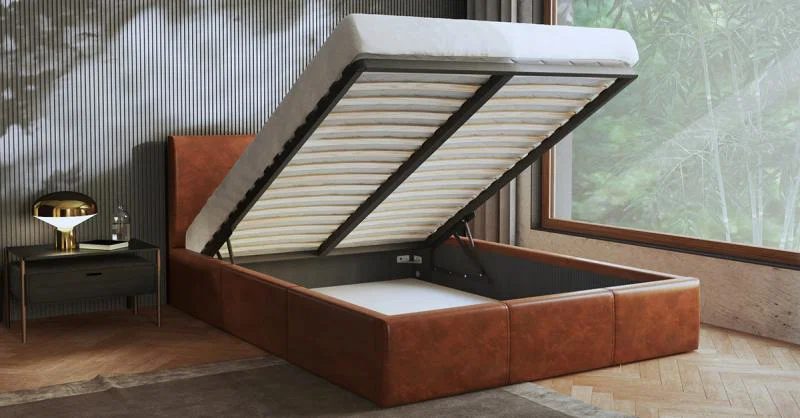 Čalouněná postel 160x200 cm VIP se zdvižným roštem HNĚDÁ