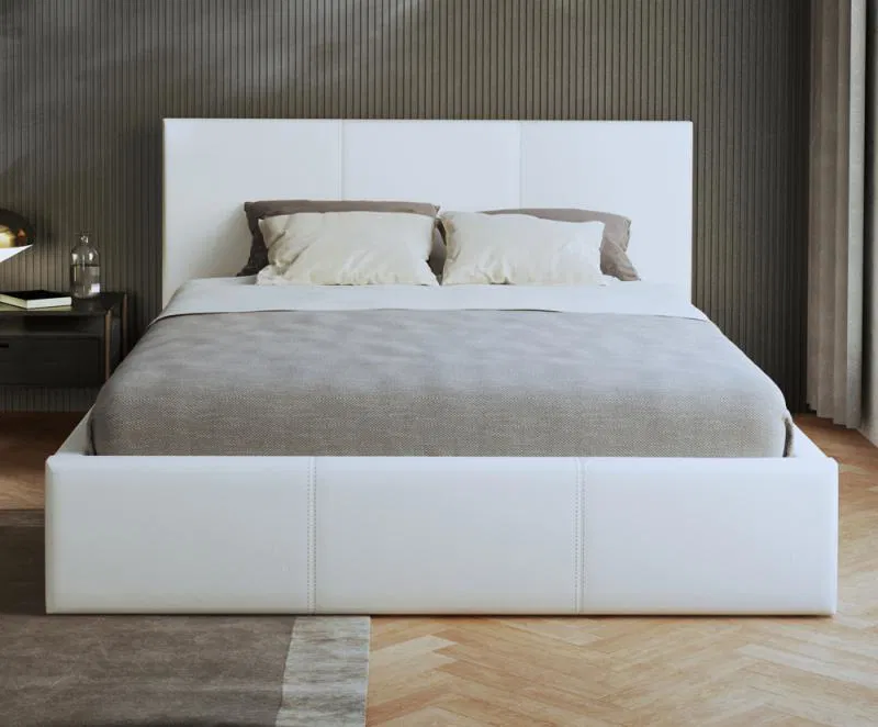 Manželská postel 160x200 cm VIP se zdvižným roštem BÍLÁ