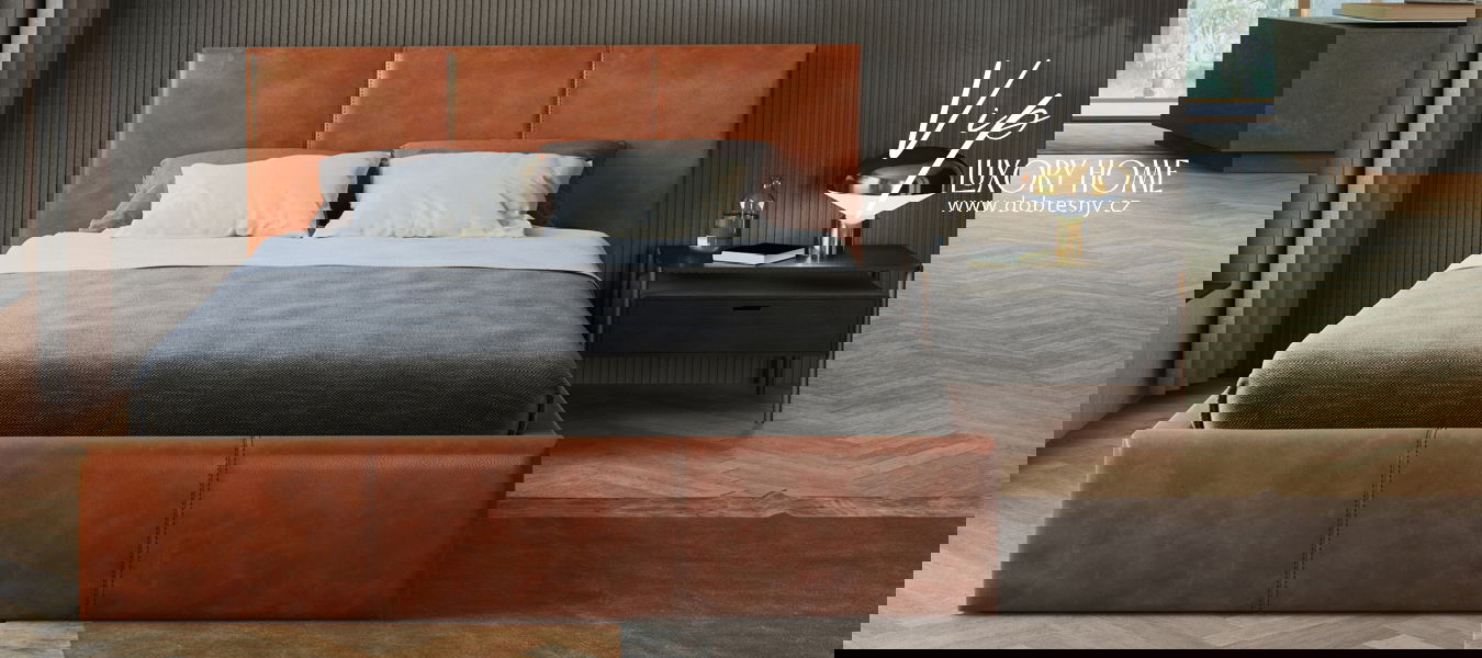 Čalúnená posteľ 180x200 cm VIP so zdvižným roštom HNEDÁ