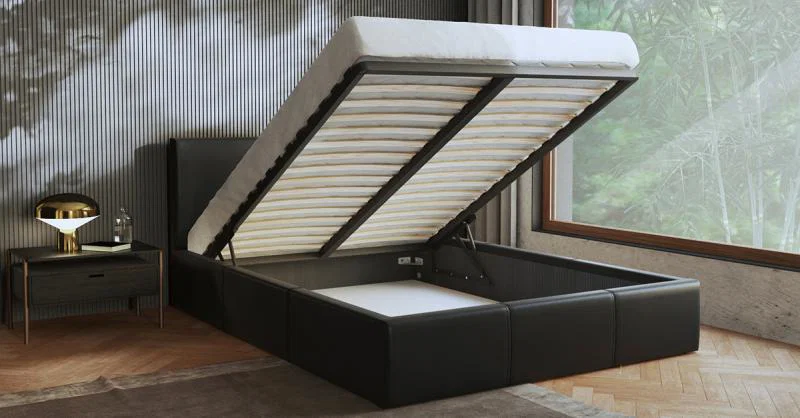 Čalouněná postel 180x200 cm VIP se zdvižným roštem ČERNÁ