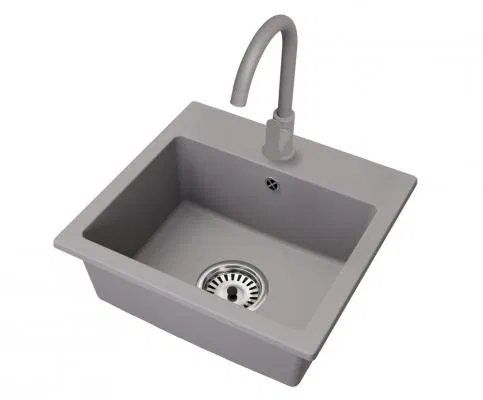 Granitový dřez DON + baterie DECO ŠEDÉ 44,2 x 41,5 x 17,1cm