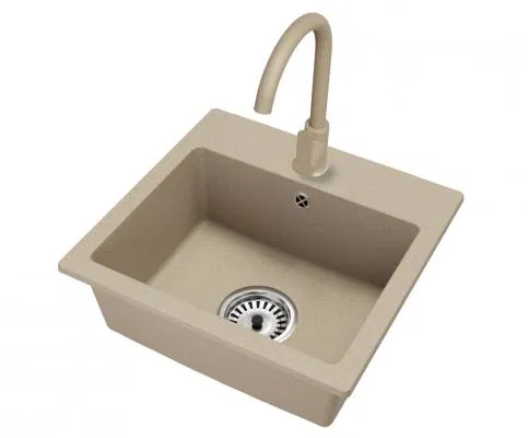 Granitový dřez DON + baterie DECO BÉŽOVÉ 44,2 x 41,5 x 17,1cm