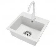 Granitový dřez DON + baterie DECO BÍLÉ 44,2 x 41,5 x 17,1cm