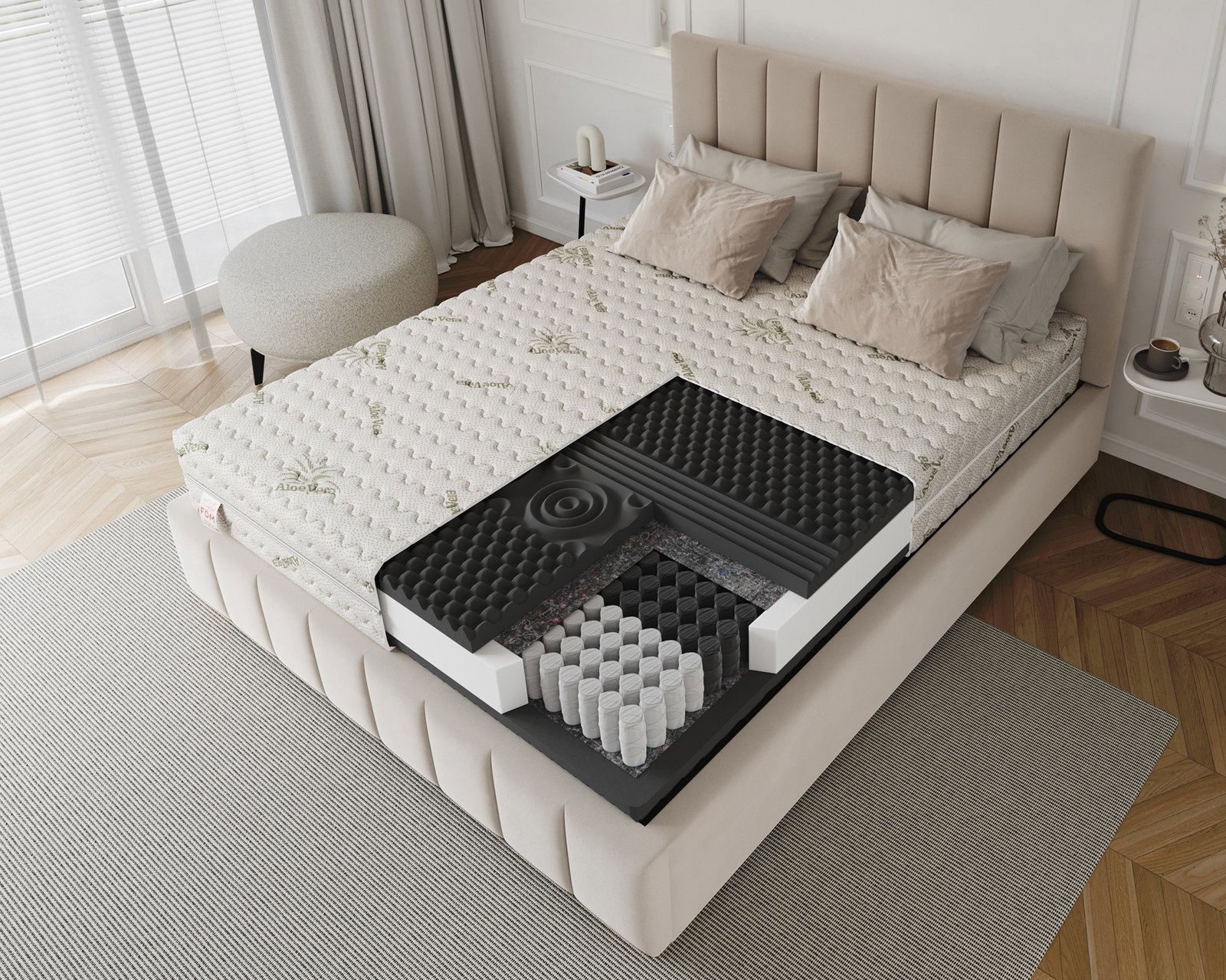 Taštičkový matrac NOIR 80x200 cm s ALOE VERA poťahom HR pena