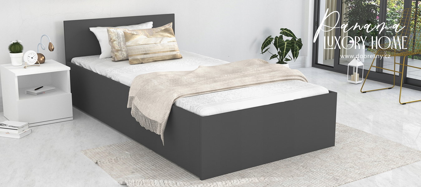 Posteľ PANAMA KLASIK 90x200 + rošt sivá