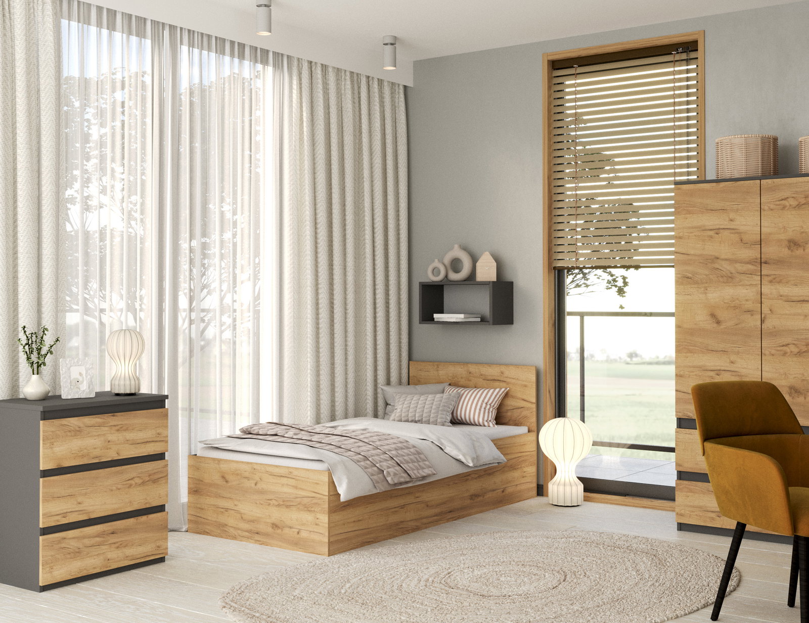 Posteľ PANAMA KLASIK 90x200 + rošt DUB