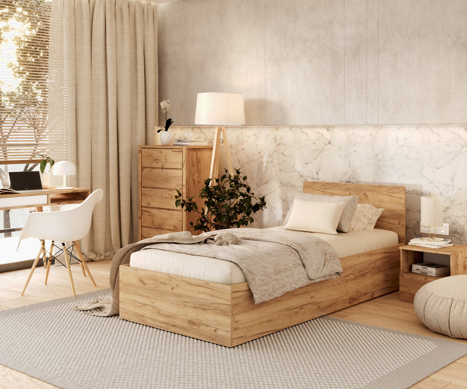 Posteľ PANAMA KLASIK 90x200 + rošt DUB