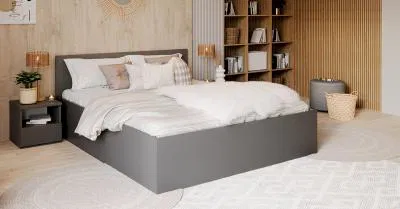 Manželská postel PANAMA KLASIK 140x200 + rošt ŠEDÁ