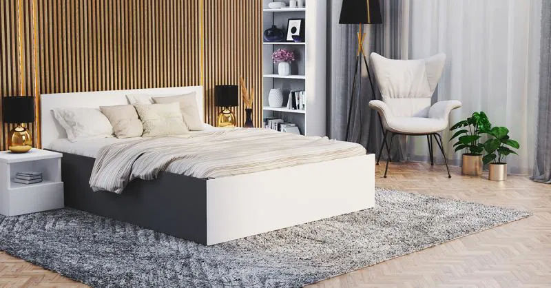 Manželská postel PANAMA KLASIK 140x200 + rošt ŠEDÁ-BÍLÁ