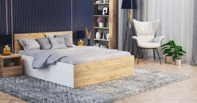 Manželská postel PANAMA KLASIK 140x200 + rošt BÍLÁ-DUB