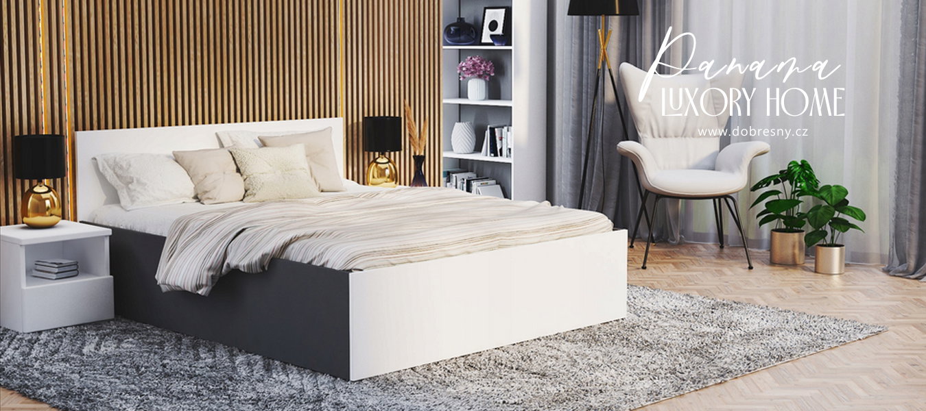 Manželská posteľ PANAMA KLASIK 160x200 + rošt SIVÁ-BIELA