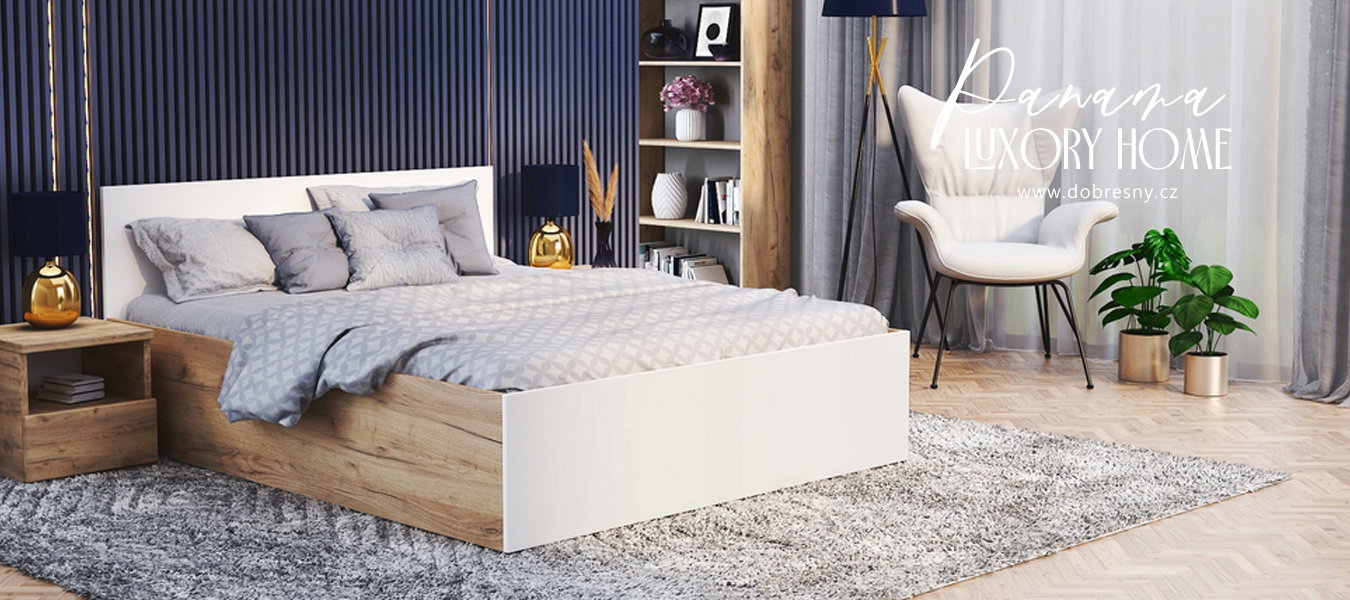 Manželská posteľ PANAMA KLASIK 180x200 + rošt DUB-BIELA