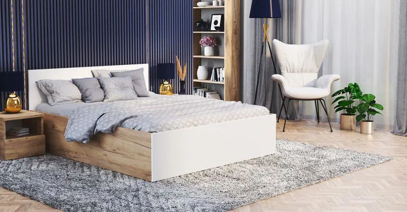 Manželská postel PANAMA KLASIK 180x200 + rošt DUB-BÍLÁ