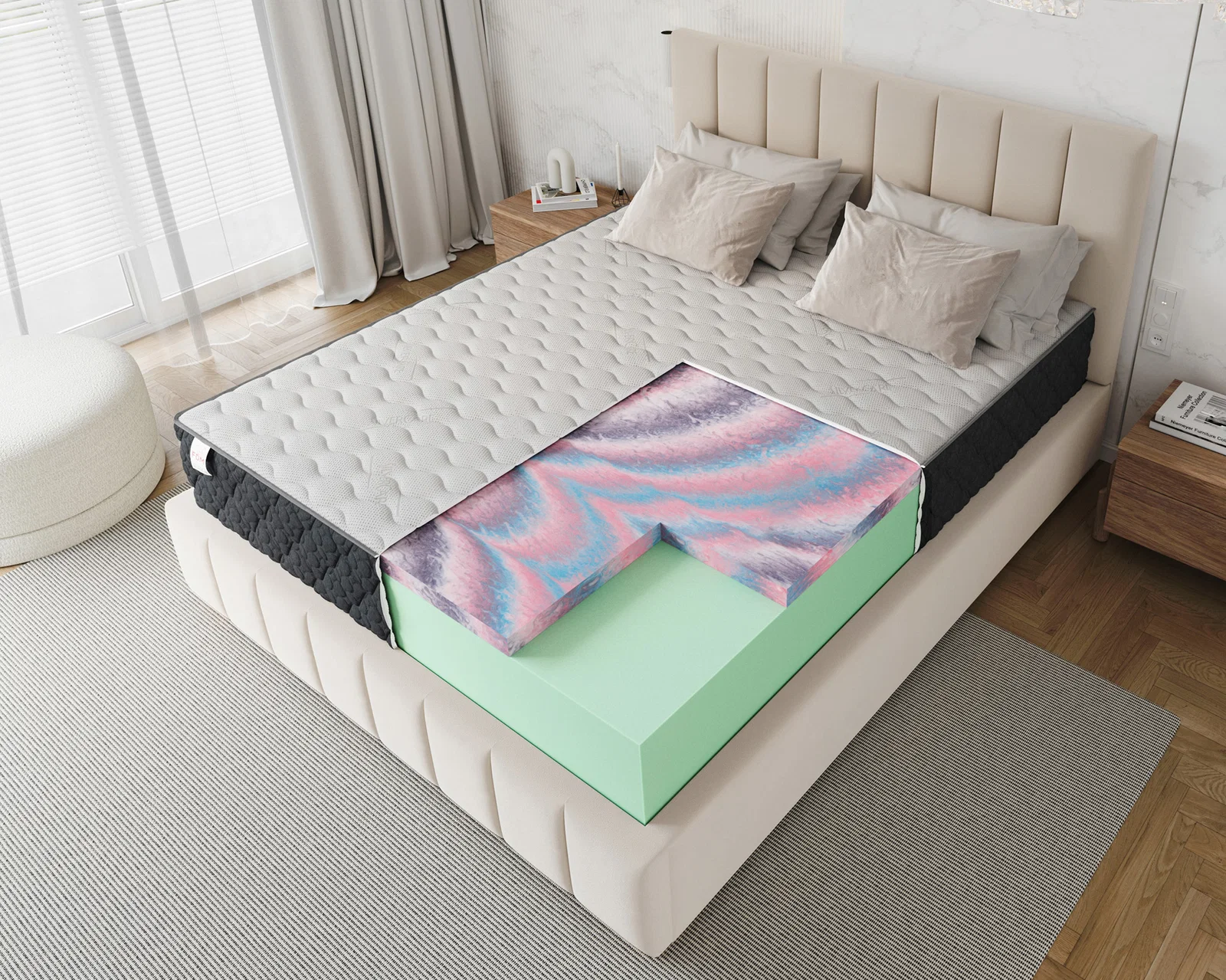 Pěnová matrace MERIDO 80x200 cm HR pěna Silver Care potah 30 cm