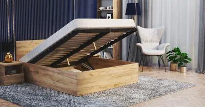 Postel PANAMA 120x200 se zvedacím dřevěným roštem DUB ARTISAN