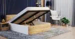 Manželská postel PANAMA 140x200 se zvedacím dřevěným roštem BÍLÁ DUB