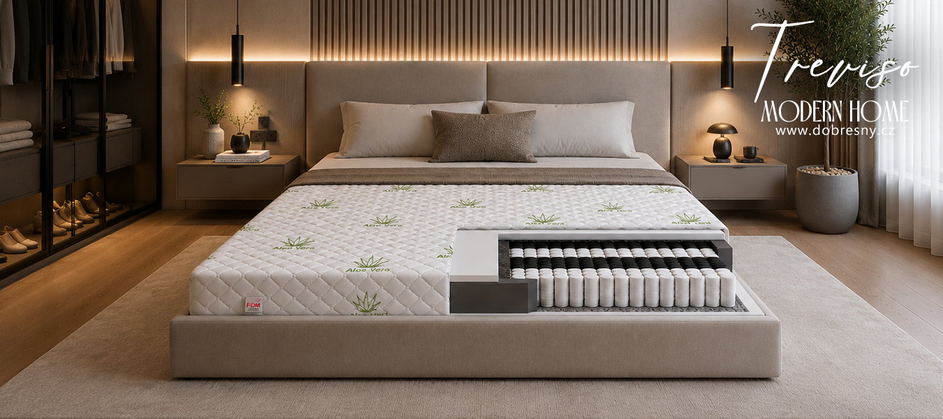 Taštičkový matrac TREVISO 80x200 cm s Aloe Vera poťahom 16 cm