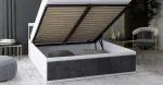 Manželská postel PANAMA T 180x200 se zvedacím kovovým roštem BÍLÁ TMAVĚ ŠEDÁ