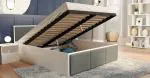 Manželská postel PANAMA T 180x200 se zvedacím dřevěným roštem BÍLÁ TMAVĚ ŠEDÁ