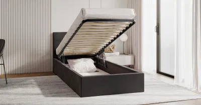 Čalouněná postel 90x200 cm VEGAS PARIS ČERNÁ