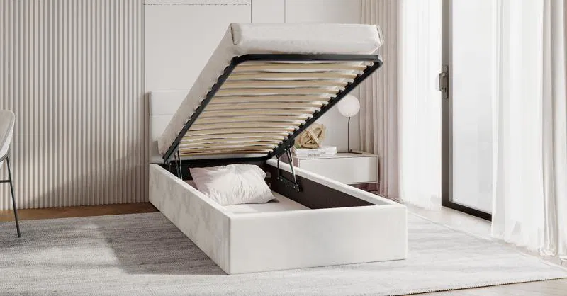 Čalouněná postel 90x200 cm VEGAS PARIS BÍLÁ