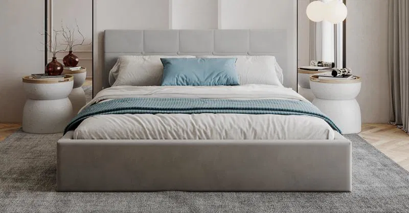 Čalouněná postel 120x200 cm VEGAS PARIS SVĚTLE ŠEDÁ