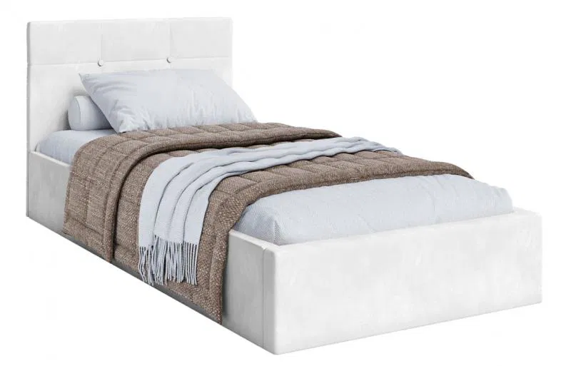 Postel s úložným prostorem 90x200 cm VEGAS VELUR BÍLÁ