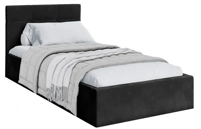 Postel s úložným prostorem 90x200 cm VEGAS VELUR ČERNÁ