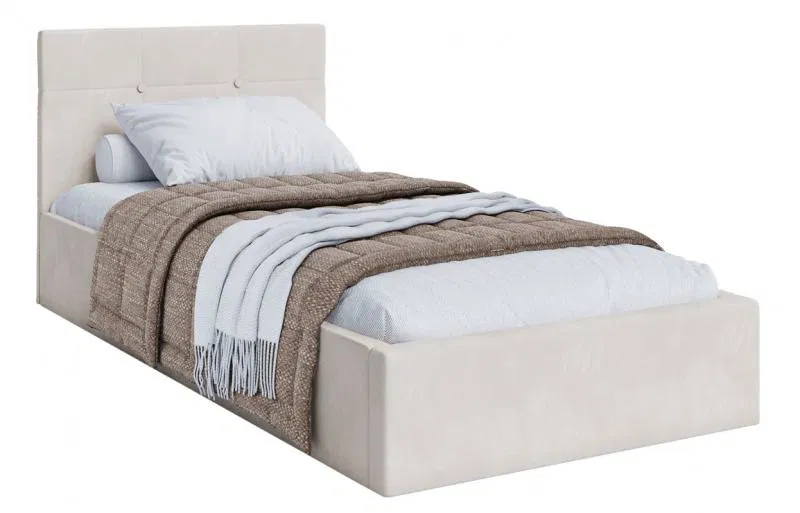 Postel s úložným prostorem 90x200 cm VEGAS VELUR KRÉMOVÁ