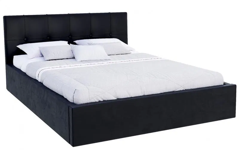 Postel s úložným prostorem 120x200 cm VEGAS VELUR ČERNÁ