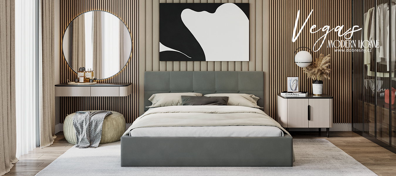 Čalúnená posteľ 140x200 cm VEGAS VELUR GRAFIT