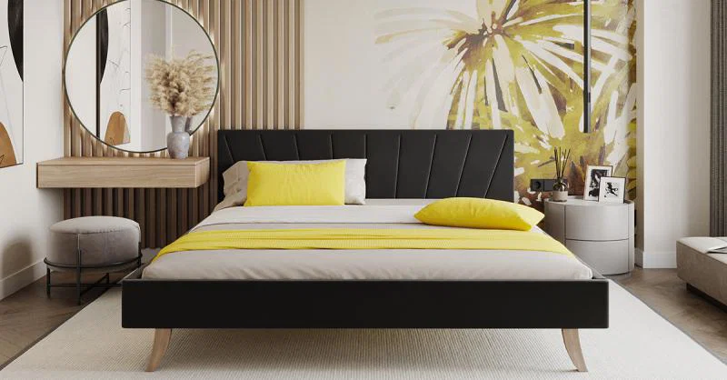 Čalouněná postel 120x200 cm HEAVEN TRINITY ČERNÁ